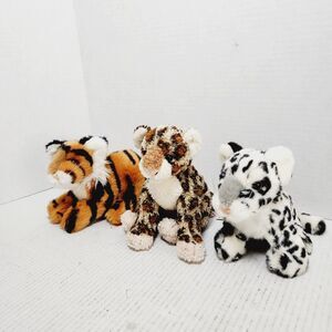 Iams & Douglas Cuddle Toys Snow Leopard Tiger Cheetah Plush Exotic Cat Lot/3